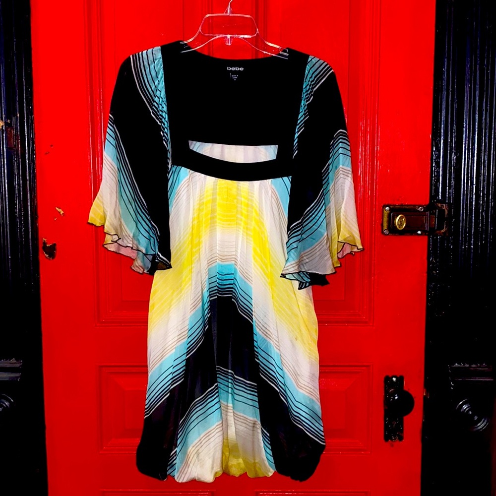 BEBE Multicolor Silk Mini Dress Size Small